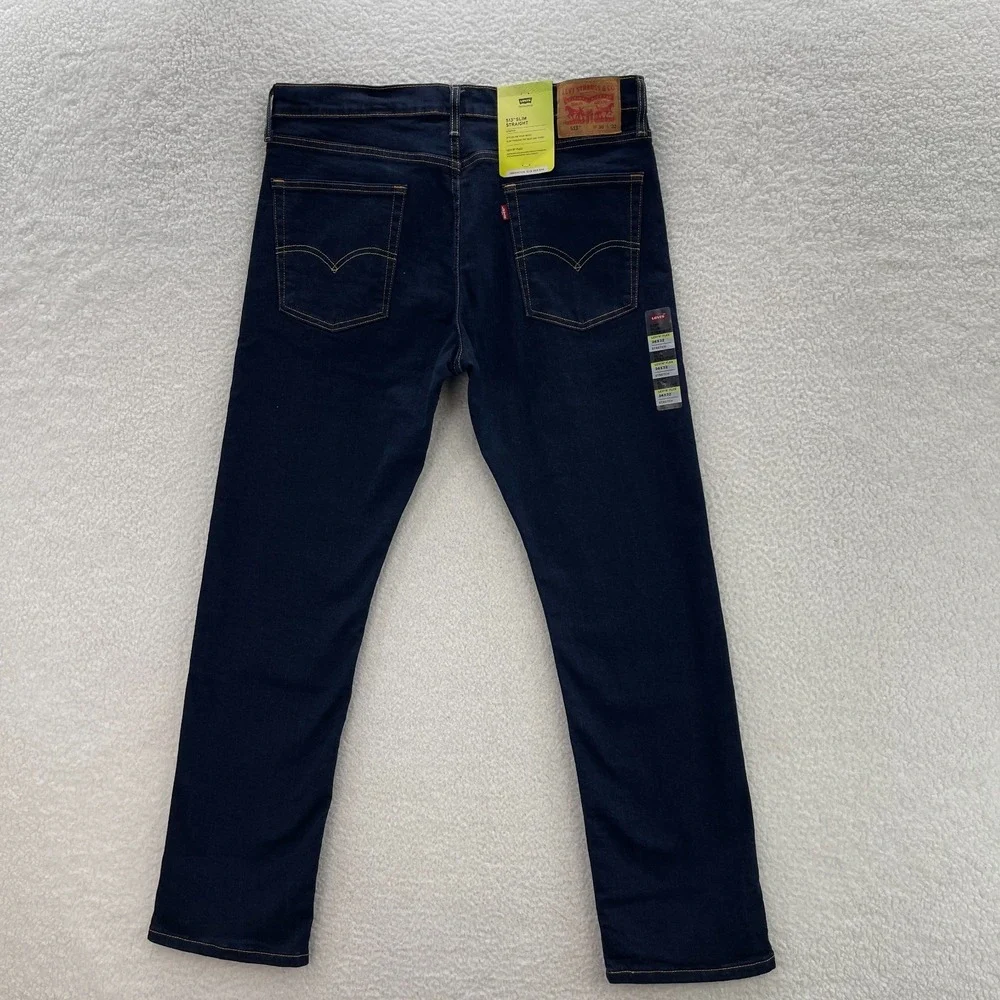 Levis 513 Jeans Mens 36x32 Blue Slim Straight Dark Wash Indigo Preppy Grunge